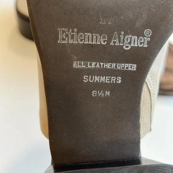 Eitenne Aigner - 8.5, beige/taupe slip ons heeled sandals - Picture 5 of 7